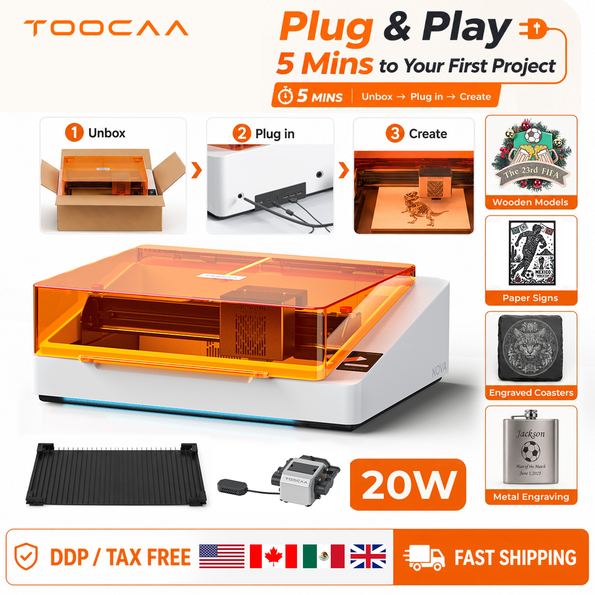 Fiber Laser Cutting Machine - TOOCAA NOVA 20W Beginner-Friendly Laser Engraver